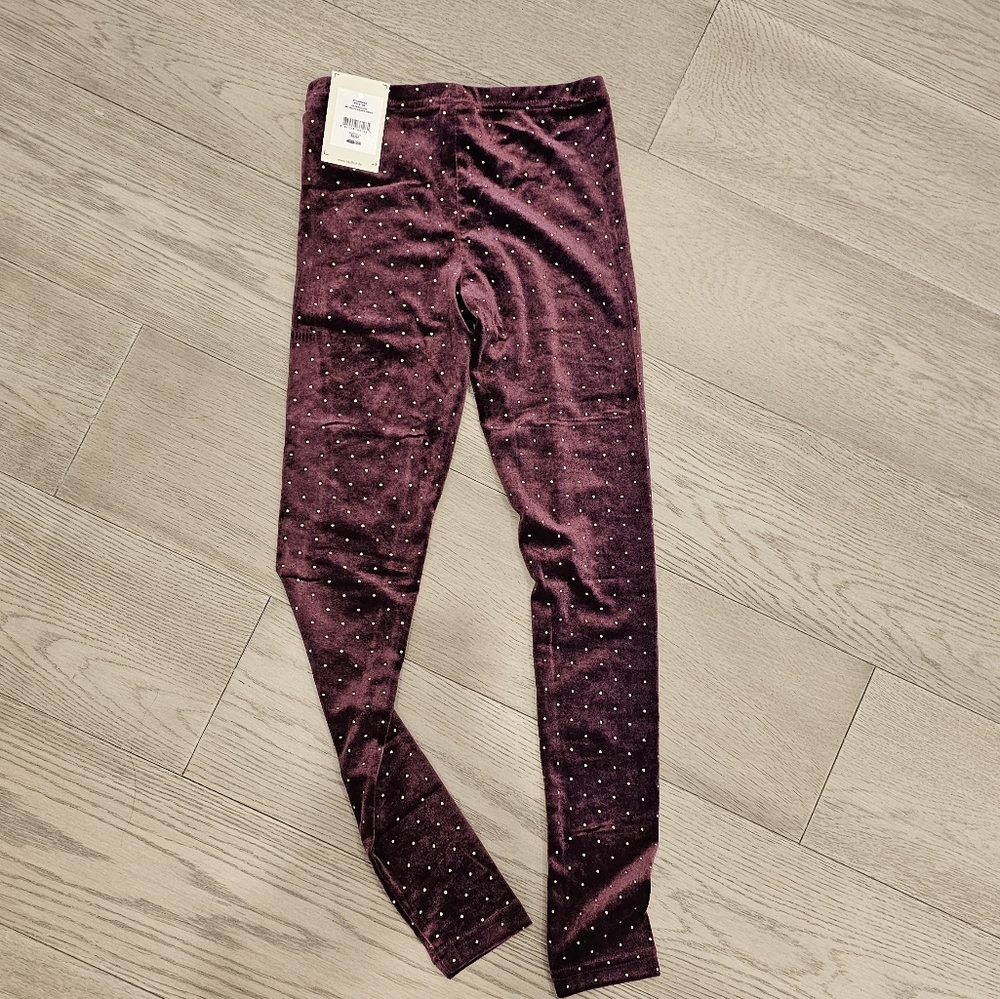 NEW - Kids Velour Tights with gold beading detail